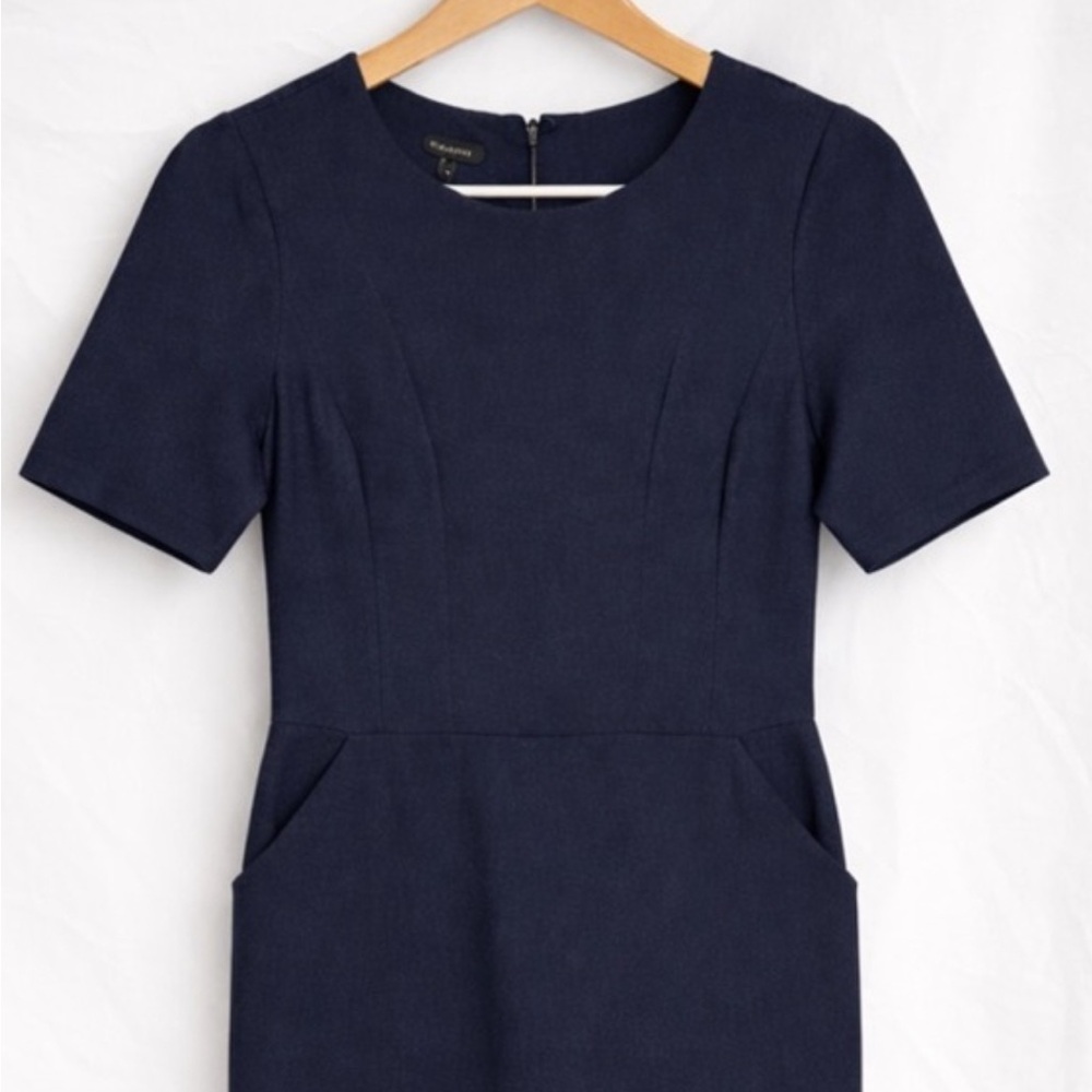 Talbots Navy Blue Sheath Dress Size 4 Pockets Work Career